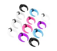 ibasenice 12pcs Acrylic Ear Gauges and Septum Rings Stretching Kit with U-shaped Pincher, 2mm 3mm Mixed Sizes for Men and Women Nose and Ear Piercing Jewelry Set