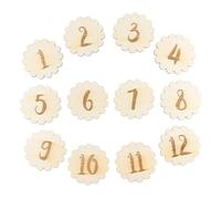 ibasenice 12pcs Baby Monthly Cards Set for Newborns with Beige Wooden Material, Creative and Adorable Photography Props Keepsake for Social Media and Baby Shower Gifts
