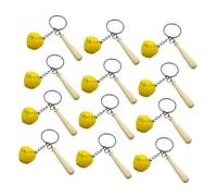 ibasenice 12pcs Baseball Keychain with Wooden Bat Mini Sports Keyring for Lightweight Party Favors and Souvenirs Bag Pendant Accessory