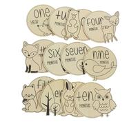 ibasenice 12pcs Growth Progress Cards Wooden Monthly Recording Signs for Newborn Boys Shower Decorations Cards for Special Moments