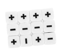 ibasenice 12pcs Math Learning Dice with Plus Minus Signs Compact Sign Dice for Classroom Teaching Educational Calculation Aid Home Study and Party Game Props