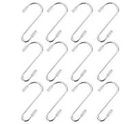 ibasenice 12pcs S Shaped Hooks Heavy Duty Iron and PVC with Covers No Sharp Edges Silver Utility Hangers for Offices and Garages 2.4 Inch