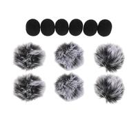 ibasenice 12Pcs Wireless Lavalier Microphone Windproof Covers 6 Furry Windscreens and 6 Sponge Wind Muffs, Mini Clip-On Mic Accessories for Outdoor Wind Noise Reduction