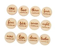 ibasenice 12pcs Wooden Birthday Milestone Cards Natural Growth Recording Props for Newborn Photography Keepsake for Expecting Parents Capture Precious Moments