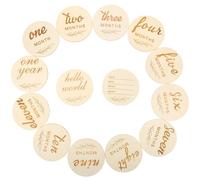 ibasenice 14pcs Cards Double-Sided Wooden Monthly Plaques for Newborn Photo Props Discs for Room Decor for Capturing Special Moments