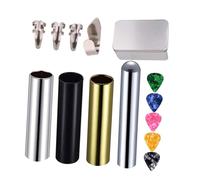 ibasenice 14pcs Guitar Slider Finger Tip Protector Set Stainless Steel Slides with Metal Storage Box for Guitar Beginners Full and Real Sound