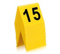 ibasenice 15 Pcs Table Numbers Multi-Function Evidence Marker Crime Scene Number Yellow Triangular Plastic Signs Stable Placement Easy to Identify for Restaurant and Event Use