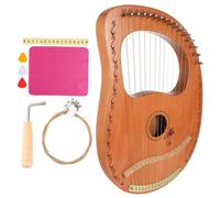 ibasenice 16 String Portable Wooden Lyre Harp Rounded Polishing Musical Instrument Natural Finish for Beginners and Intermediate Players