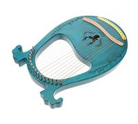 ibasenice 16-string Solid Wood Lyre Harp Portable Blue Musical Instrument Comfortable Grip and Tuning Wrench for Beginners and Children Random Color