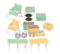 ibasenice 16Pcs Miniature Camping Play Set Lightweight Outdoor for Picnic Table and Folding Chairs for Imaginative Pretend Play Outdoors