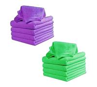 ibasenice 16pcs Nanofiber Microfibre Small Square Towels Baby Feeding Face Kerchiefs Highly Absorbent Quick-Dry Washcloths for Travel and Nursing Green Purple