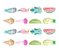 ibasenice 16pcs Snap Hair Clips Hair Accessories for Featuring Adorable Fruit and Animal Designs Alloy Material Assorted Colours for Holiday Parties and Everyday Styling