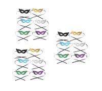 ibasenice 18 Pcs Mardi Gras Headband Half Face Masks with Rhinestones Festive Sequin Eye Covers for Carnival Parties and Masquerade Balls Gold Silver Black Blue Green Purple