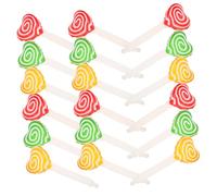 ibasenice 18pcs Giant Candy Inflatable Props Transparent Heart-shaped Balloon Sticks in Yellow Red Green Versatile Party Decorations for Birthday Wedding Holiday Photo Booths