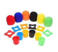 ibasenice 18pcs Microphone Anti-rolling Protection Rings and Silicone Bottom Rod Sleeves with Sponge Covers, Shockproof and Noise Reducing Accessories for Ktv and Bars