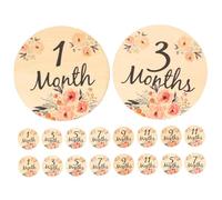 ibasenice 18pcs Monthly Wooden Discs Charming Keepsakes for Capturing Growth Lightweight Floral Markers for Newborn Photos