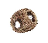 ibasenice 1Pc Handmade Woven Bird Nest Four Hole Pet Nest Light Yellow Durable Natural Grass Craft for Garden Decor and Bird Lovers present for Friends and Family