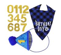 ibasenice 1Set Dog Birthday Hat and Bib Decorative Dog Accessory with Numbers for Pet Birthday Parties and Celebrations Lightweight and Adorable Birthday Dog Bandana Ornament