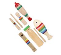 ibasenice 1set Early Education Percussion Instrument for Boys and Girls Musical Toy Wooden Resonator Train Whistle Fish Frog Sounds Promotes Rhythm Hand-eye Coordination for Boy Girl
