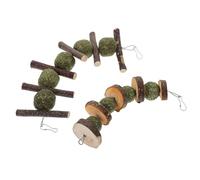 ibasenice 2 Pcs Apple Wood Hamster Chewing Healthy Pet Chewing Sticks for Rabbits and Small Animals Natural Grass Balls for Teeth Grinding and Interactive Play