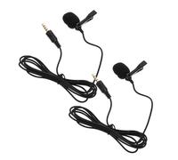 ibasenice 2 Pcs Clip-on Mini Microphones with Noise Reduction, 3.5mm 4-pole Jack Lavalier Mics for Phone, Laptop, Pc Recording and Live Streaming, Black