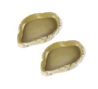 ibasenice 2 Pcs Resin Reptile Feeding Bowls for Vivarium, Easy to Clean and Safe for Pet Drinking, Suitable for Frogs and Geckos, Shallow Basin Design for Efficient Feeding and Water Access