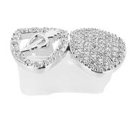 ibasenice 2 Pcs Teeth Grills Hip Hop Tooth Gem with Heartpiercing Hollow Design Ergonomically Designed Silver Caps for Halloween Parties and Fancy Dress