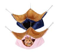 ibasenice 2 Pcs Warm Mini Hammocks for Pets Two Design for Comfort and Mobility Suitable for Hamsters Guinea Pigs Rats Hedgehogs and Birds Blue and Pink Cage Accessories