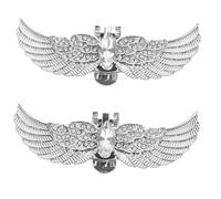 ibasenice 2 Pcs Wedding Shoe Clips Rhinestone Crystal Bridal High Heels Charms Angel Wings Accessories White Zinc Alloy Elegant Decoration for Women