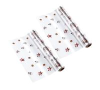 ibasenice 2 Roll Christmas Cellophane Wrap Roll Bopp Packaging Paper for Gift Baskets, Flowers and Home Decorations, High Transparency, Festive Season