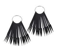 ibasenice 2 Sets Black Fan Shaped Nail Display Tips round Ring 40 Pieces Plastic Nail Colour Plates for Practice Convenient to Carry and Use