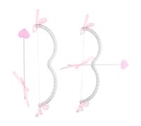ibasenice 2 Sets Cupid Bow and Heart-Shaped Arrows Prop for Valentine'S Day Party, Silver Pink Mini Bow Costume Accessory Set for Cosplay, Wedding Decor and Photo Props