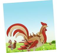 ibasenice 2 Sets Educational Wooden Rooster Puzzle Jigsaw for Hand-eye Coordination Training Plaything Creative DIY Animal Model for Boys