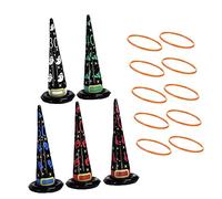 ibasenice 2 Sets Inflatable Witch Hat Ring Toss Game Set with Halloween Witch Hats and Plastic Rings Outdoor Toss Game for Adults Halloween Party Supplies Agility Training