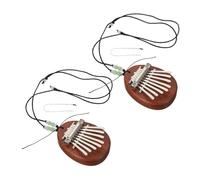 ibasenice 2 Sets Key Mini Kalimba Thumb Piano Water Drop Shape Portable Sapele Wood Finger Piano with Rope for Beginners and Music Lovers Warm Natural Resonance Instrument