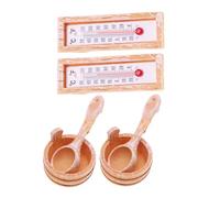 ibasenice 2 Sets Miniature Sauna Scene Accessories with Thermometer and Mini Bucket Dollhouse Summer Props for Spa Layout and DIY Decoration Compact Collection for Creative Mini Scenes