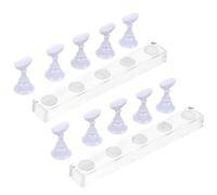 ibasenice 2 Sets Nail Practice Stand Acrylic Nail Art Tips Holder Portable White Base for Beginner and Learning