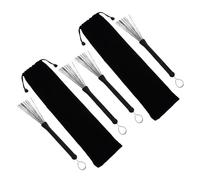ibasenice 2 Sets Stainless Steel Drum Brushes with Carry Bag Retractable Metal Wire Jazz Drumsticks for Acoustic Drum Kits Professional Percussion Accessories for Musicians