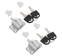 ibasenice 2 Sets Zinc Alloy Sliding Window Lock with Key, Anti-Theft and Safety Features, Modern Silver Door Security Lock for Patio and Sliding Doors, Size 4.00x3.70x2.20cm