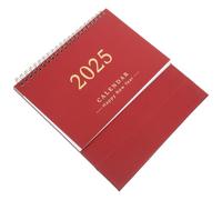 ibasenice -2025 Red Desktop Calendar with Date Display, Paper Material Chic Design for Office and Home, Unique Standing Desk Calendar for Daily Planning and Desktop Decoration