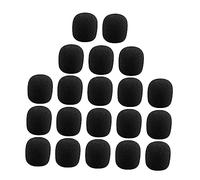 ibasenice 20pcs Black Sponge Covers for Lapel Headset Microphones 20x15x5mm Mic Windproof Windscreen Accessories for Professional Recording and Presentation