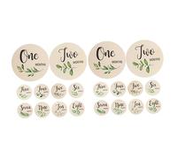 ibasenice 20pcs Monthly Wooden Cards for Newborns Round Growth Markers Double-Sided Photography Props Unique Designs for Memory Keeping for Parents