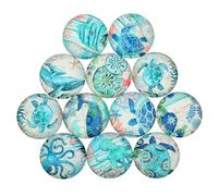 ibasenice 20pcs Ocean Fish Pattern Glass Patch Imitated Gemstone Paste for Jewelry Making Accessories under The Sea Party Craft Supplies Random Color