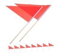 ibasenice 20pcs Red Triangular Marking Flags with Poles Nylon Flags for Garden Lawn Fencing Construction Landscape Warning and Surveying Tools