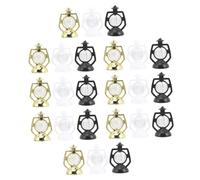 ibasenice 24pcs Christmas Miniature Lantern Ornaments Set, Black White Gold Dollhouse Lamp Decor, Xmas Desktop Micro Landscape Decoration for Holiday Home