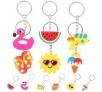 ibasenice 24pcs Hawaii Style Cartoon Keychains Cute PVC Key Rings with Ice Cream Flamingo Watermelon More Soft Texture Bag Charms for Car Keys and Handbags Summer Beach Party Decorations