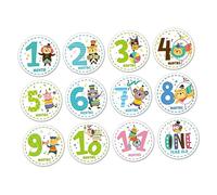 ibasenice 24pcs Milestone Sticker Set Monthly Sticker for Boy Girl Newborn Cute Animal Theme Belly Born Decor