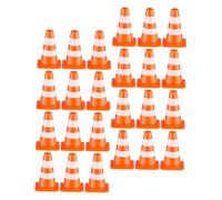 ibasenice 24pcs Mini Orange Traffic Cones Educational Road Safety for Interactive Pretend Play with Realistic Miniature Signs and Barricades for Traffic Rule Learning and Construction Scene