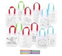 ibasenice 24pcs Non Woven Fabric Coloring Goodie Bags DIY Art with Watercolor Pens for Birthday Party Favors and Christmas Christian Gift Bags Safe Nonwoven Material for Group Activities