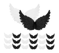 ibasenice 24pcs Plastic Angel Wings Cake Decorations for DIY Crafting White Black Wing Ornaments for Birthday Wedding Party Celebrations Reusable Mini Accessories for Themed Decor